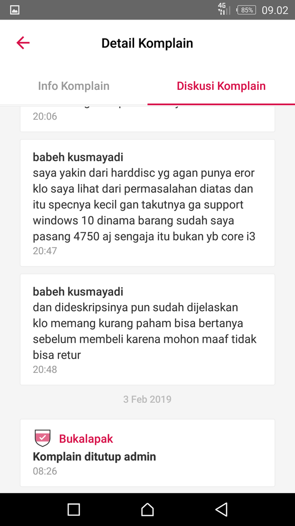 BUKALAPAK Selesaikan Komplain Secara Sepihak