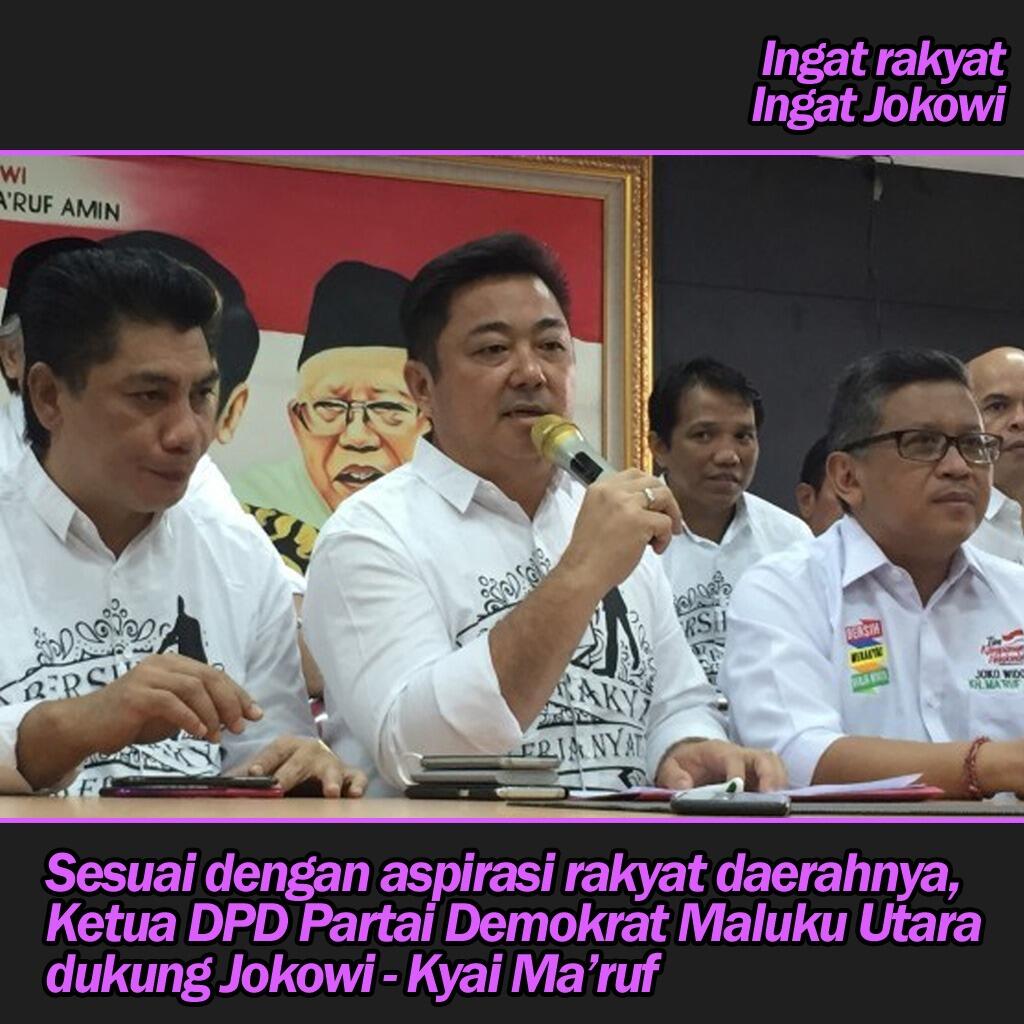 Ketua DPD Demokrat Maluku Utara Dukung Jokowi-Ma'ruf Amin