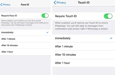 Hanya di IOS, WhatsApp Gunakan Fitur Keamanan Sidik Jari dan Deteksi Wajah