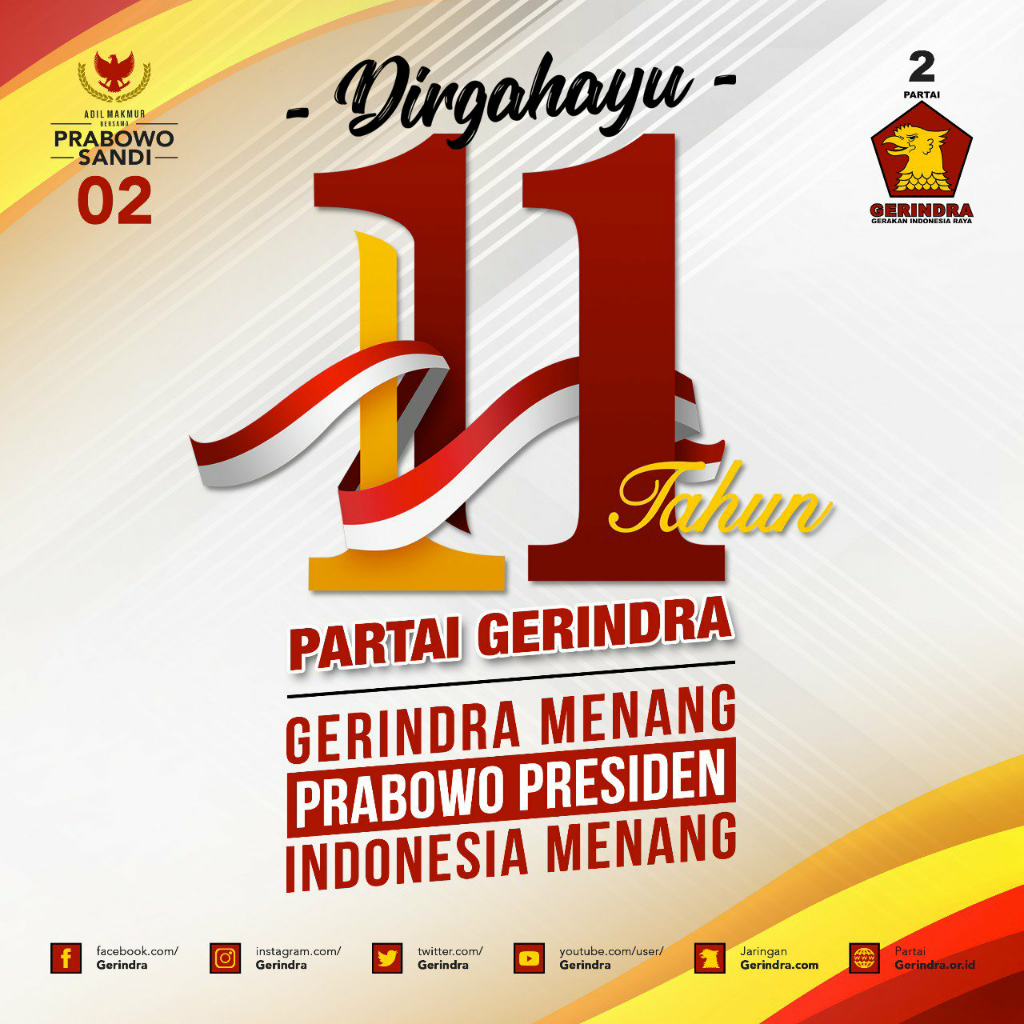 Gerindra Ultah ke-11,Prabowo: Kita diserang, Dihujat&Fitnah,Janganlah Kita Ambil Hati