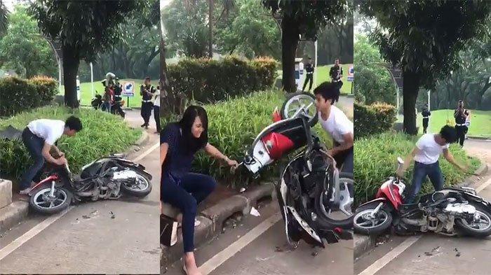 Tingkah Nyeleneh saat Ditilang Polisi, pemuda ini sampai gebukin Sepeda!