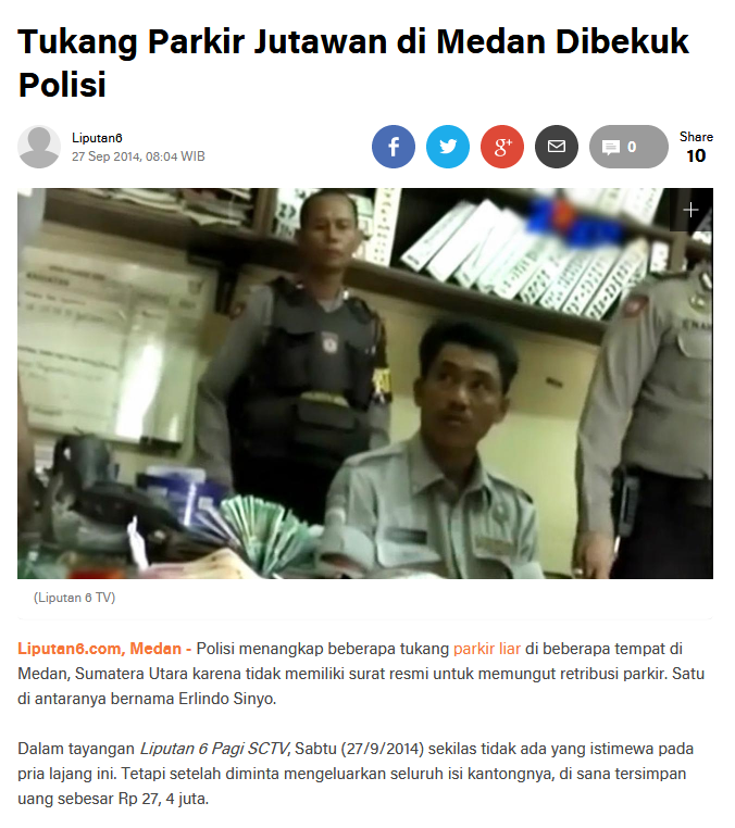 Petugas Parkir Setor Rp30 Ribu Per Hari, Kendaraan Parkir di Badan Jalan,Sering Macet