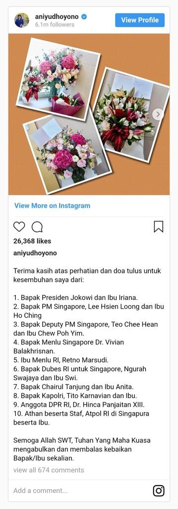 Ani Yudhoyono Sakit, Jokowi Kirim Bunga