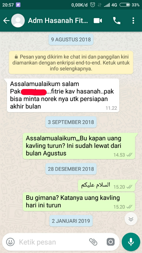 Kavling Hasanah Cikarang bermasalah,Kapan Uang Saya Dikembalikan?(PT.Hasanah Firdema)