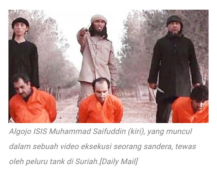 Algojo ISIS Asal Indonesia Tewas oleh Peluru Tank di Suriah
