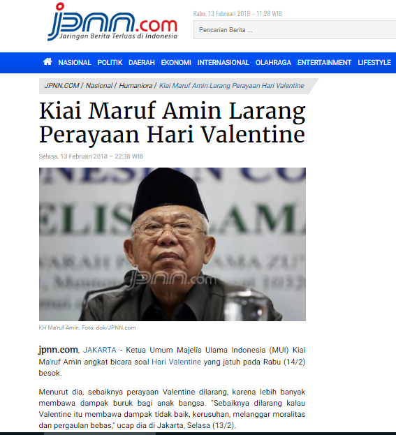 MUI: Umat Islam Jangan Ikuti Perayaan 'Valentine'