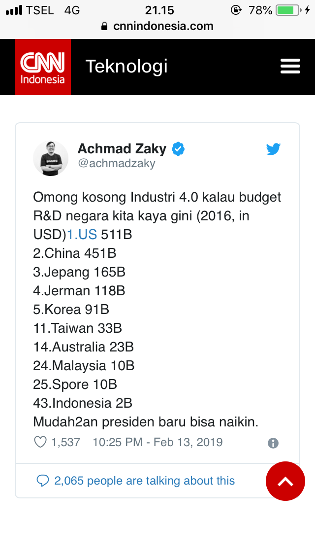 CEO Bukalapak Minta Maaf ke Jokower soal Cuitan Industri 4.0