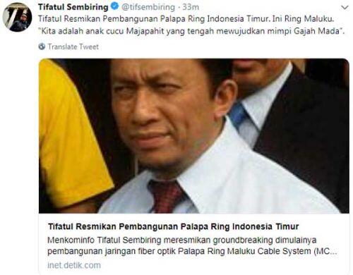 Jokowi pamer Palapa Ring di debat Pilpres, ini reaksi Tifatul Sembiring