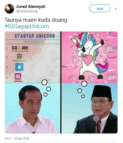 Gara-gara Prabowo Gagal Paham, Netizen Ramai Bikin Meme Unicorn