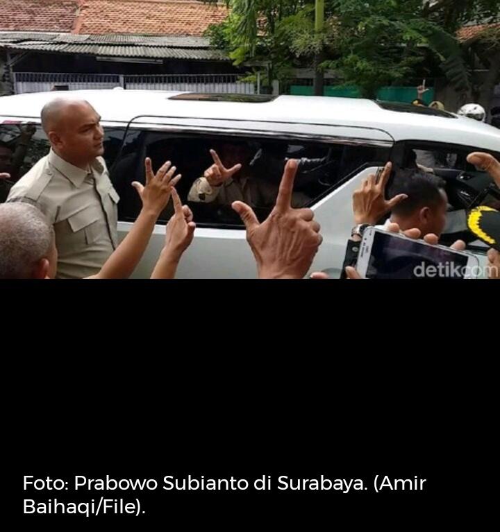Disambut Massa 'Jokowi Wae' di Surabaya, Prabowo Sebut Diintimidasi
