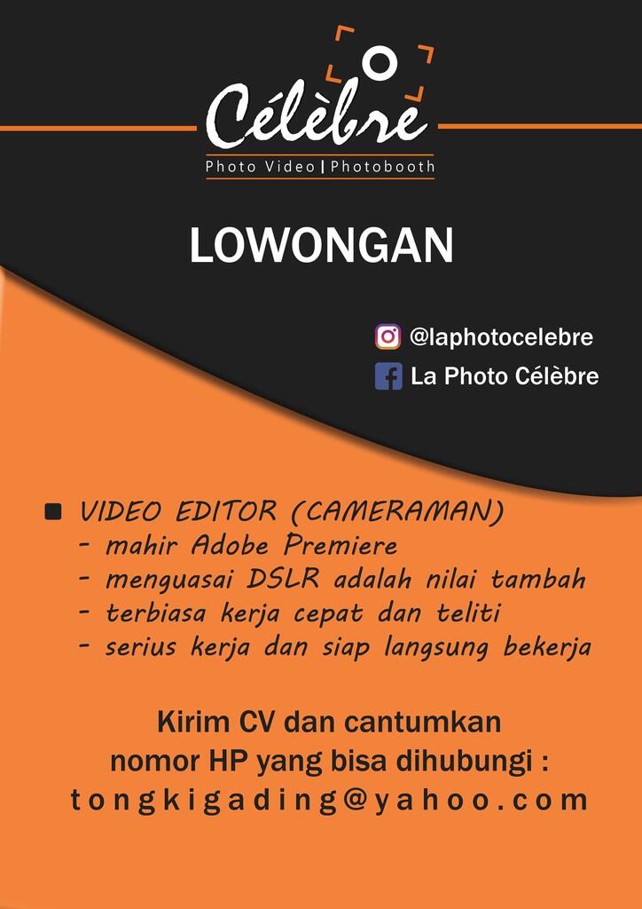 Urgently needed : Video Editor (Cameraman)