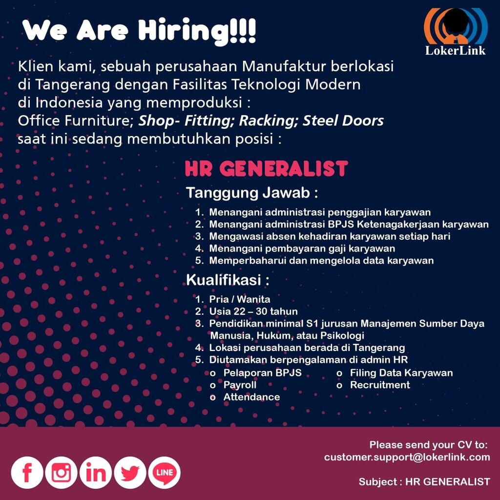 WE'RE HIRING NOW! (3 Positions In TANGERANG)