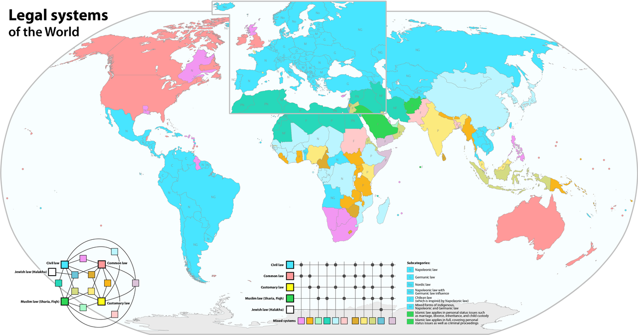 Civil Law Common Law Map