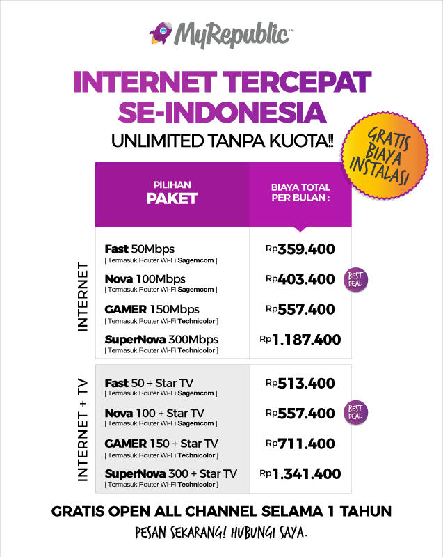 Pendaftaran Pemasangan Internet MyRepublic Indonesia | KASKUS