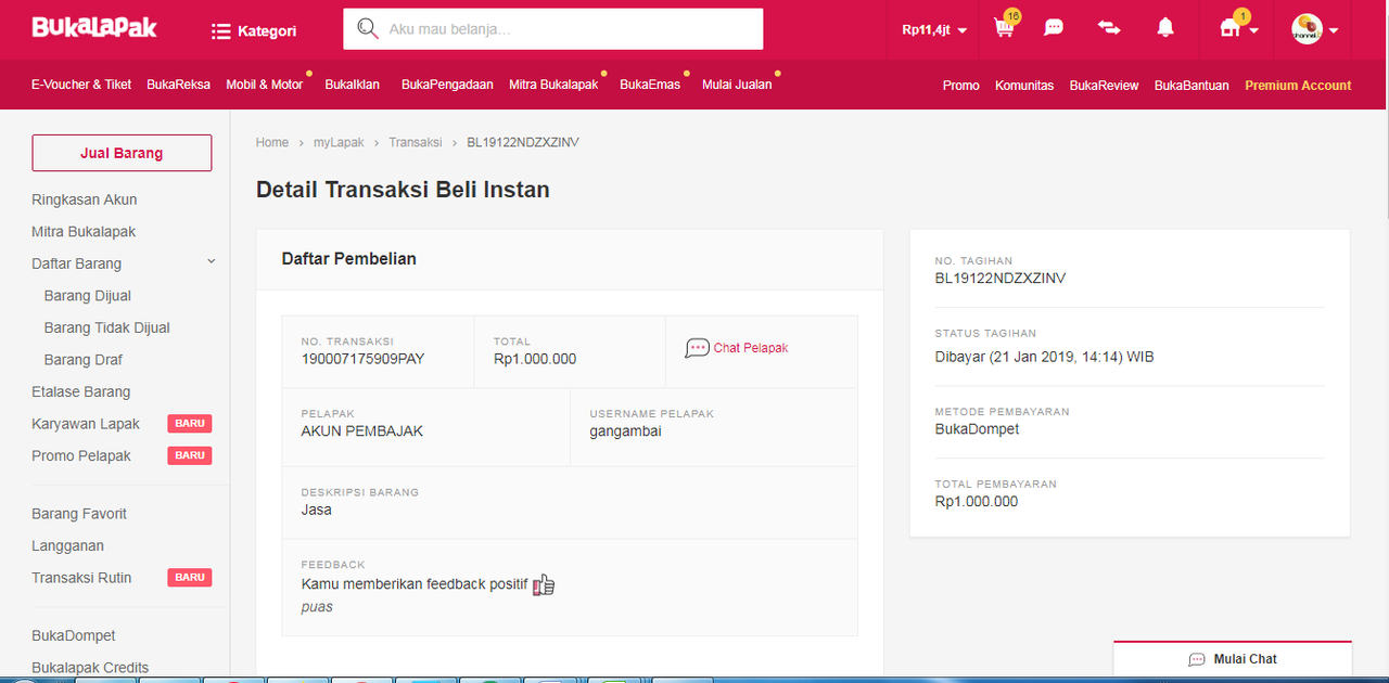 Account Seller Bukalapak Di Bobol dari Transaksi via Bukadompet