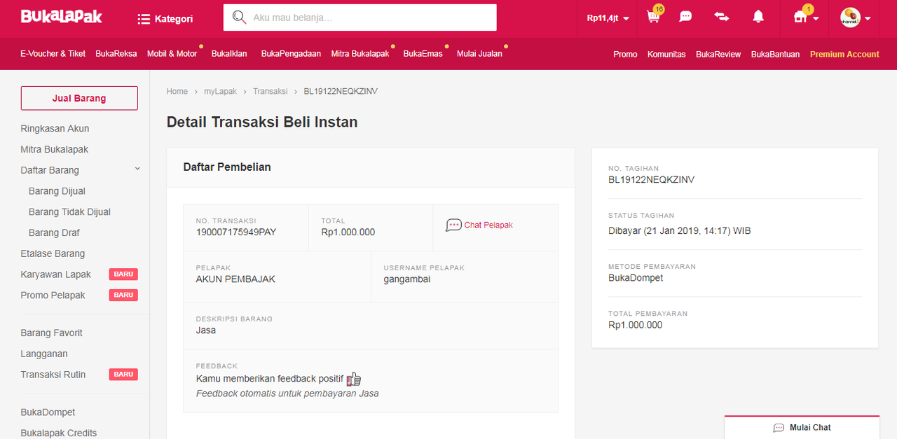 Account Seller Bukalapak Di Bobol dari Transaksi via Bukadompet