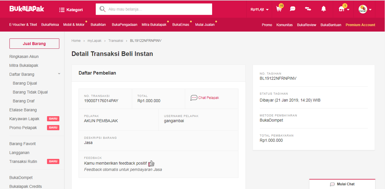 Account Seller Bukalapak Di Bobol dari Transaksi via Bukadompet