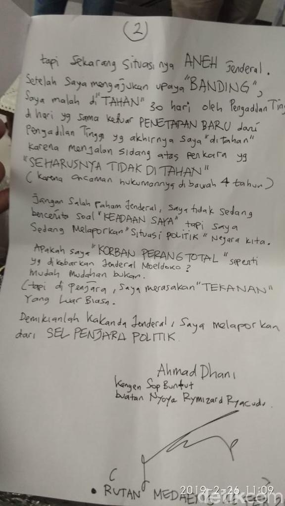 Ini Isi Lengkap Surat Ahmad Dhani untuk Menhan