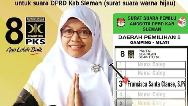 Viral Caleg PKS di Sleman Namanya Fransisca Santa Clause