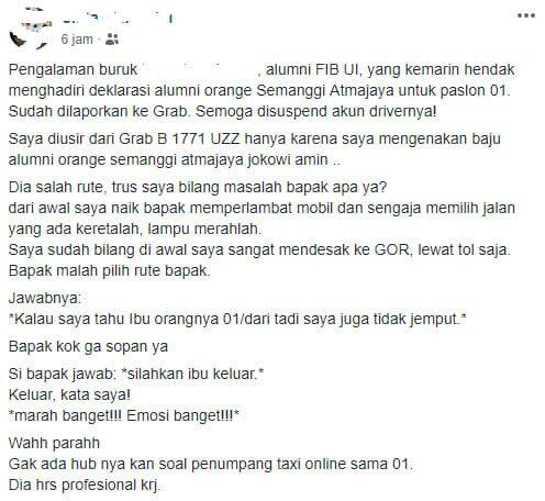 Turunkan Penumpang di Tengah Jalan Karena Pilih Jokowi.