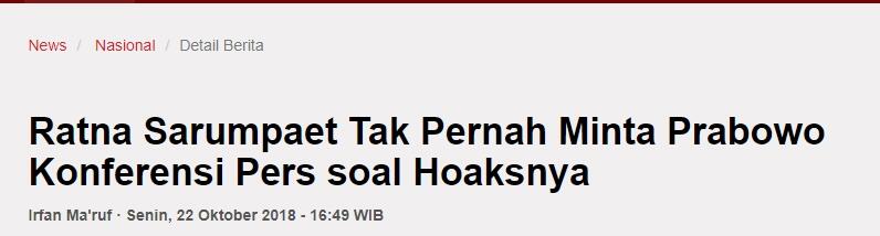 Jejak Hoaks Ratna, Bohongi Prabowo Hingga Pengaruh Setan