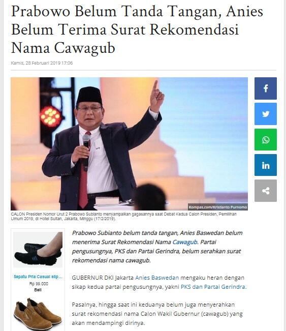 PKS: Surat Cawagub DKI Tinggal Tunggu Tanda Tangan Prabowo