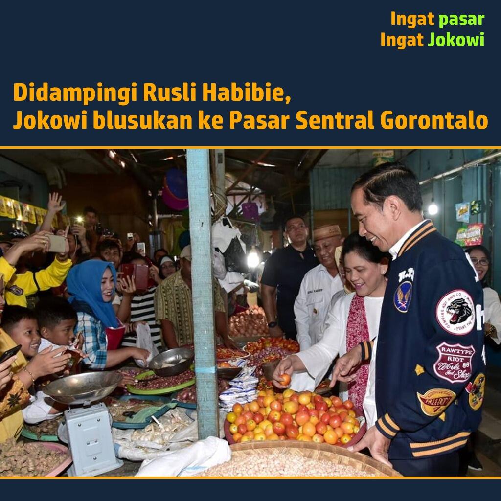 Bareng Iriana, Jokowi Blusukan di Pasar Sentral Gorontalo