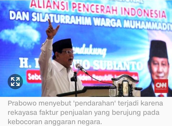 Prabowo: Indonesia Pendarahan, Hidup dari Transfusi Utang