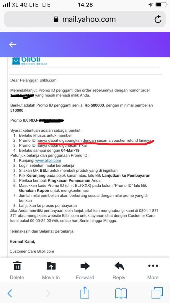 Kecewa pelayanan CS BLIBLI.COM voucher refund 12.499.000 diganti 10 juta saja ???