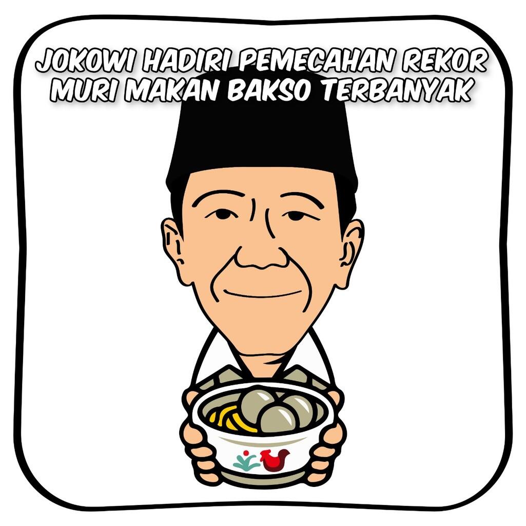 Jokowi Hadiri Pemecahan Rekor MURI Makan Bakso Terbanyak