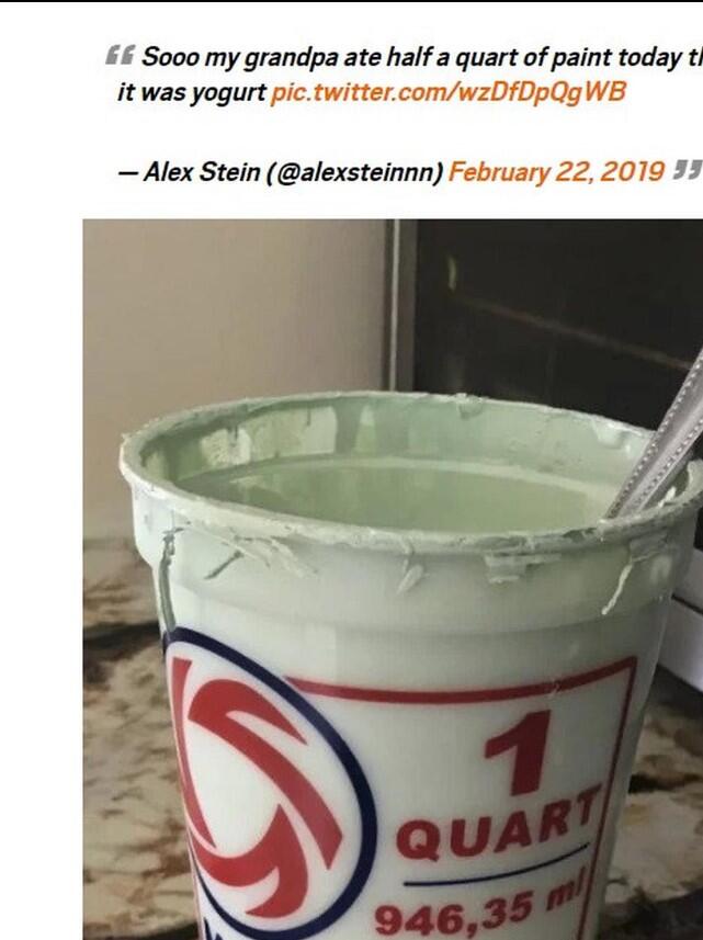 Dikira Yogurt, Kakek 90 tahun ini Justru Memakan 1/2 Kaleng Cat Tembok