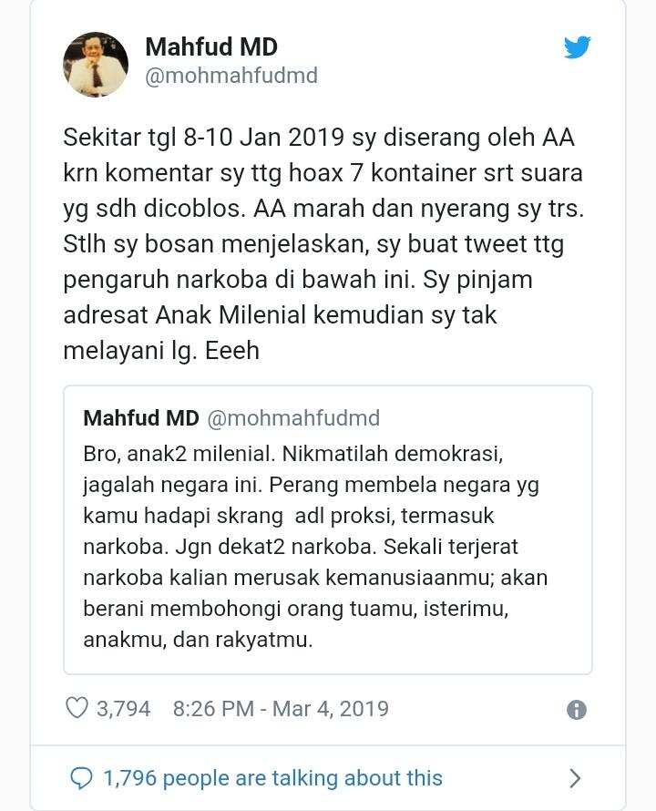 Andi Arief Ancam Gugat Gelar Profesor 'Sok Tahu' Mahfud MD