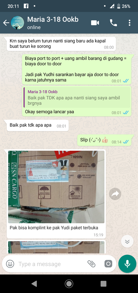 Barang Rusak di SN CARGO, Tapi pihak SN CARGO main lempar-lemparan