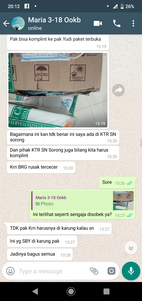 Barang Rusak di SN CARGO, Tapi pihak SN CARGO main lempar-lemparan