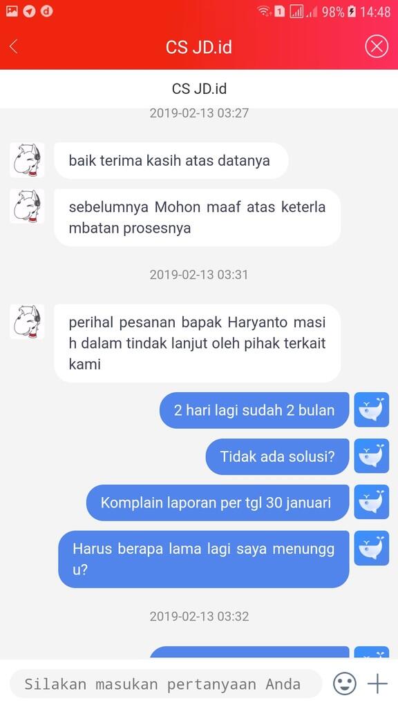 Jd.id penipu barang 4 bulan tidak dikirimkan