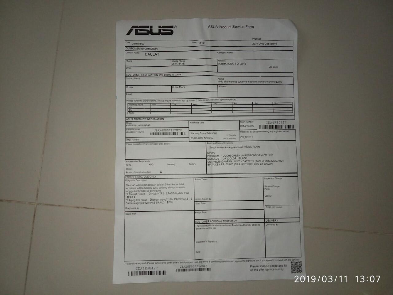 Lcd berwarna pad zenfone 5