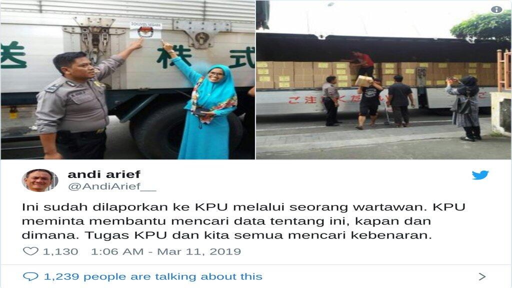 Beredar Foto Mobil KPU-Surat Suara "Asal Cina", Bagaimana Faktanya?
