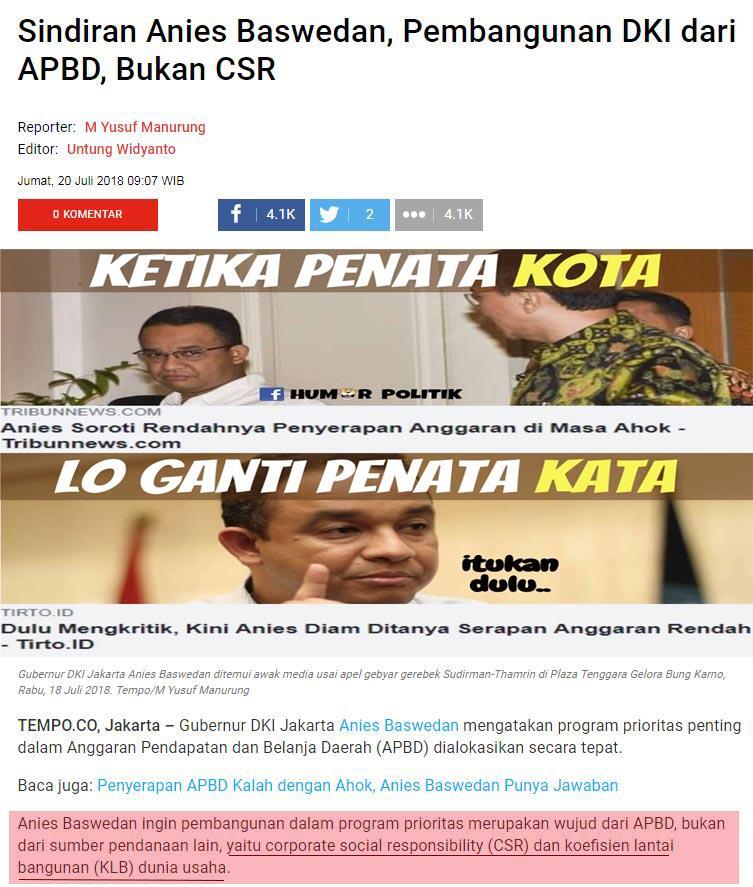 DKI Akan Buat Pergub Transparansi Dana Kompensasi KLB
