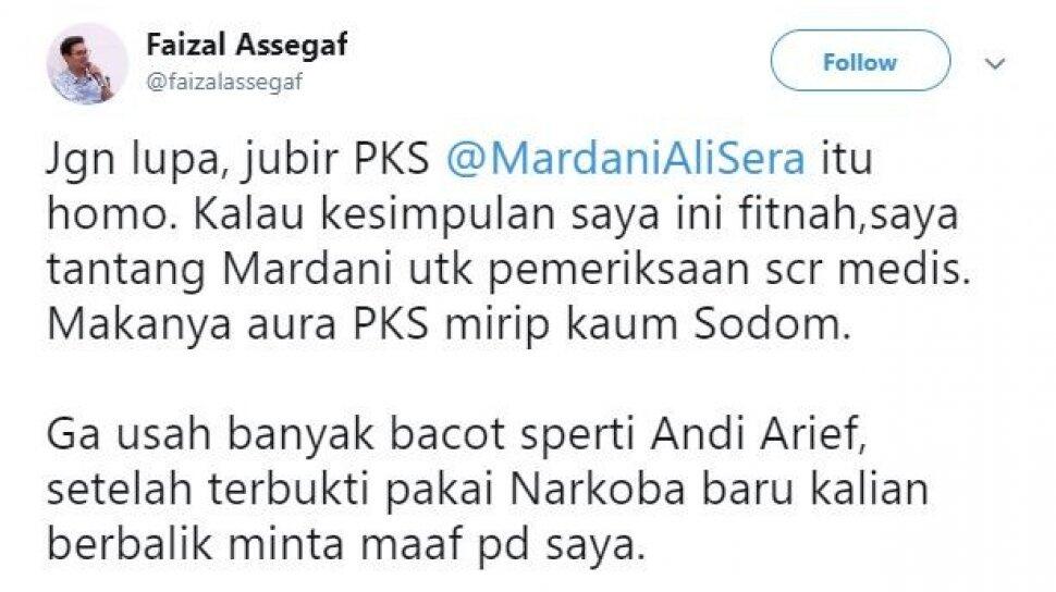 Reaksi Mardani Ali Sera Dituding Homoseksual oleh Faizal Assegaf