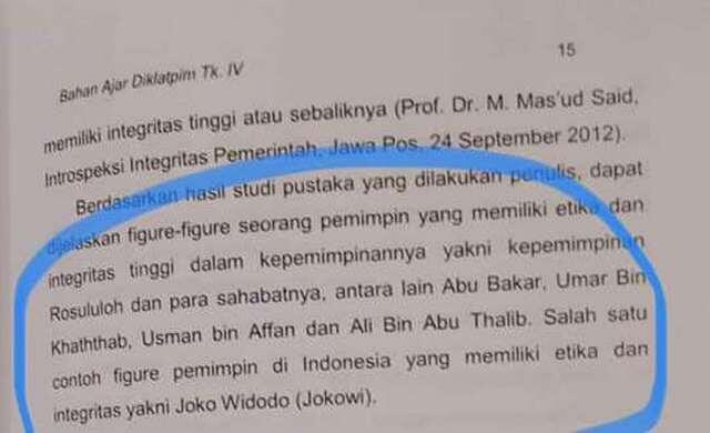 Heboh! Bahan Ajar Diklatpim ASN, Jokowi Disejajarkan dengan Khulafaur Rasyidin 