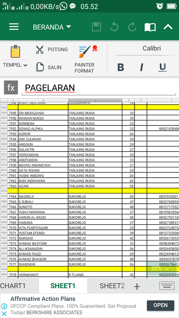 Rumus exel yang cepat