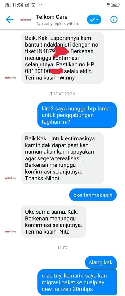 INDIHOME TOLONG KELUHAN SAYA CEPAT DI KERJAKAN! SAYA SANGAT KECEWA!