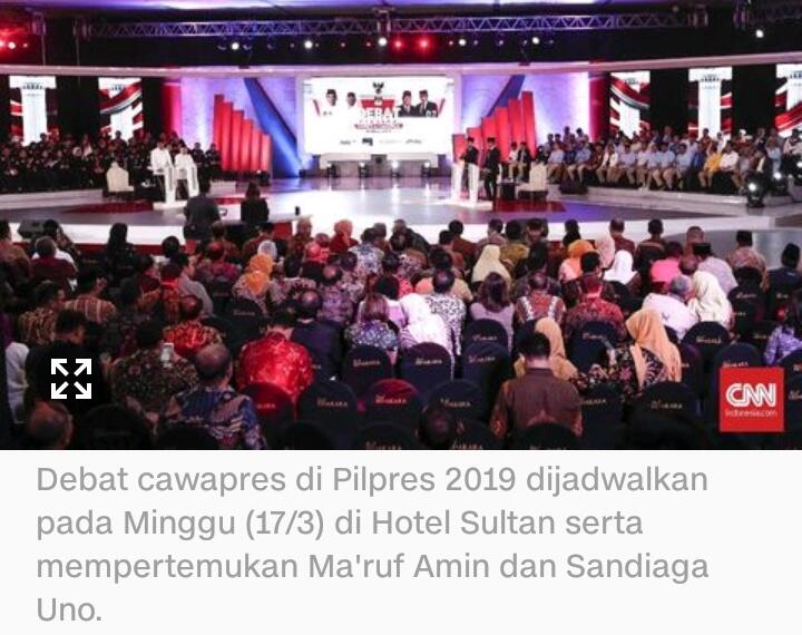 Jadwal Debat Cawapres Ma'ruf vs Sandiaga di Pilpres 2019