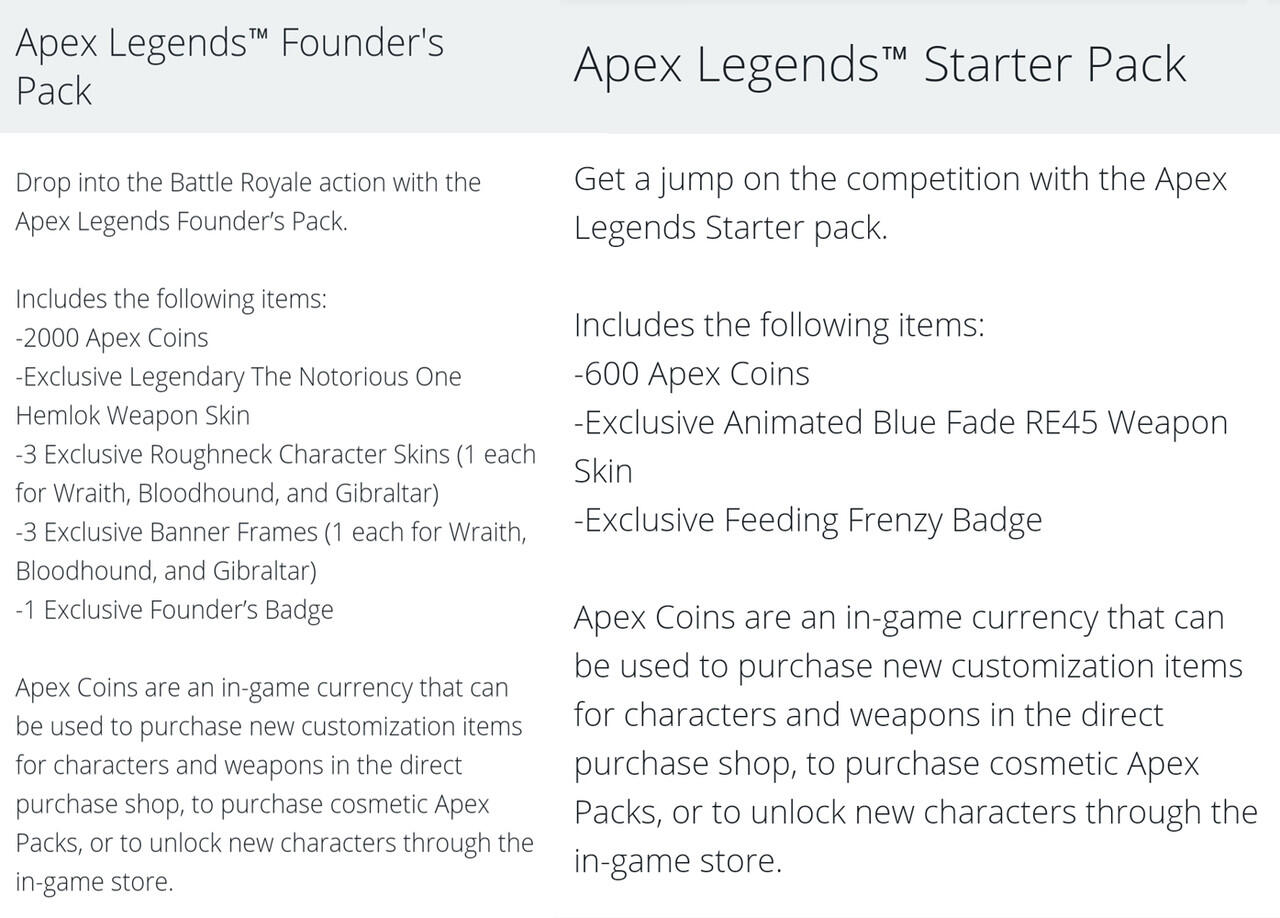 Founder Pack Apex Legends
