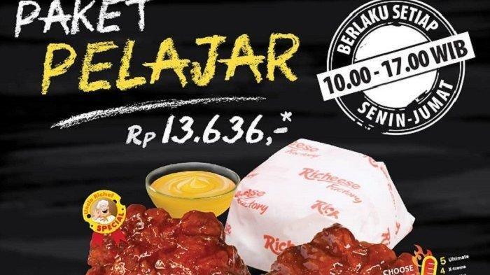 Promo Richeese Factory Khusus Pelajar dan Mahasiswa, Nasi Ayam Hanya Rp 13 Ribuan