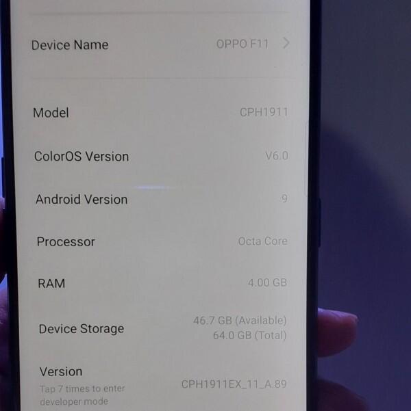 Harga dan Spesifikasi Oppo F11, Kameranya Tetap Prima di Minim Cahaya