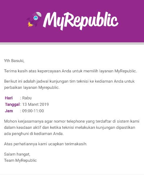 Internet MyRepublic loss, Teknisi tidak Kunjung Datang