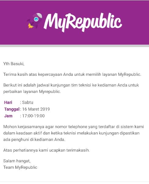 Internet MyRepublic loss, Teknisi tidak Kunjung Datang