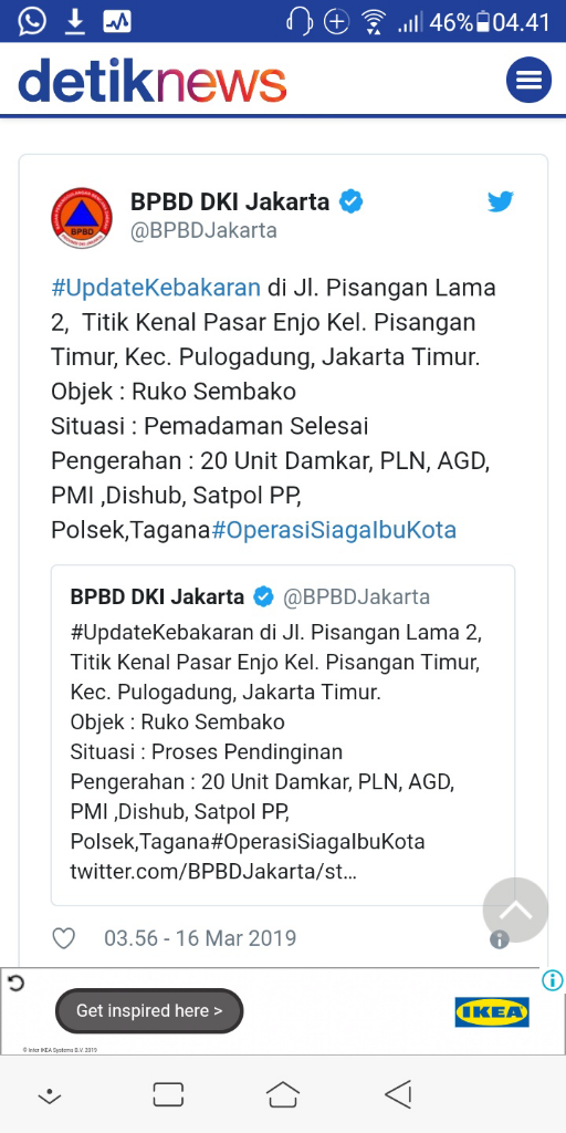 Kebakaran di Pasar Enjo Jaktim Padam, 9 Orang Dibawa ke RS
