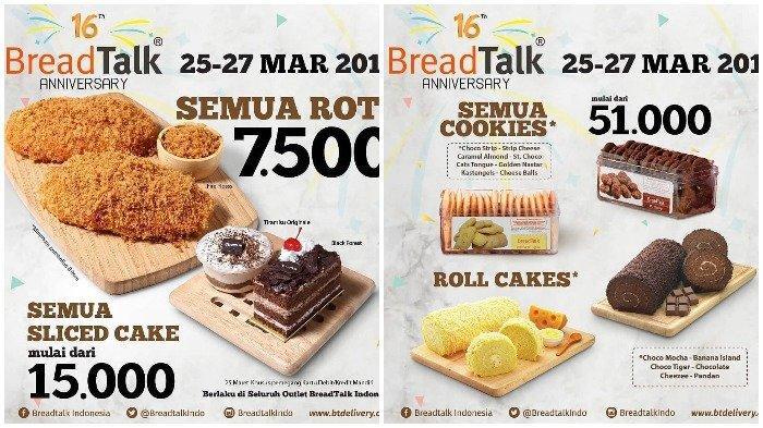 Promo BreadTalk - Mulai 25-27 Maret 2019, Semua Roti Cuma Rp 7.500, Cek Promo Lainnya